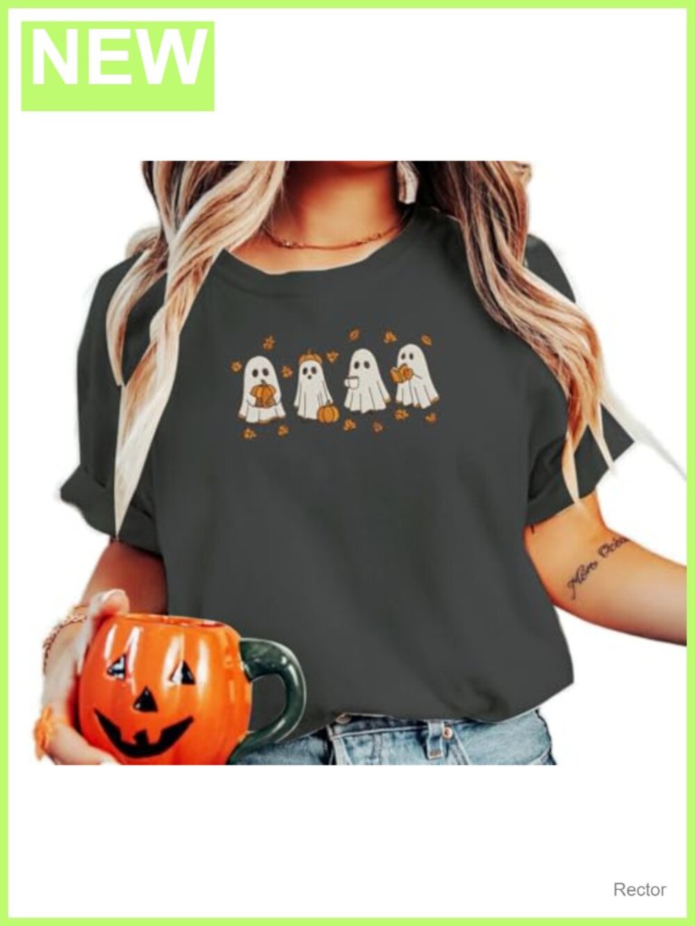 Women's Embroidered Pumpkin Halloween Fall T-Shirt Thanksgiving Tee